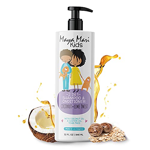 MAYA MARI 2 in 1 Natural Kids Shampoo and Conditioner, Tear Free | For Toddlers with Curly Hair | For All Kids Hair Types | Coconut & Lime Twist, Made in the USA, 32 Fl Oz - Image 1