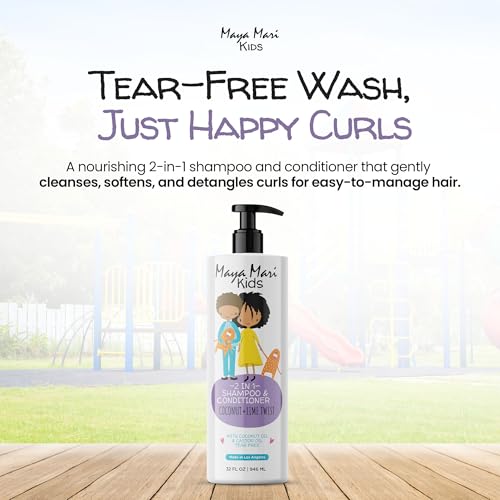 MAYA MARI 2 in 1 Natural Kids Shampoo and Conditioner, Tear Free | For Toddlers with Curly Hair | For All Kids Hair Types | Coconut & Lime Twist, Made in the USA, 32 Fl Oz - Image 2