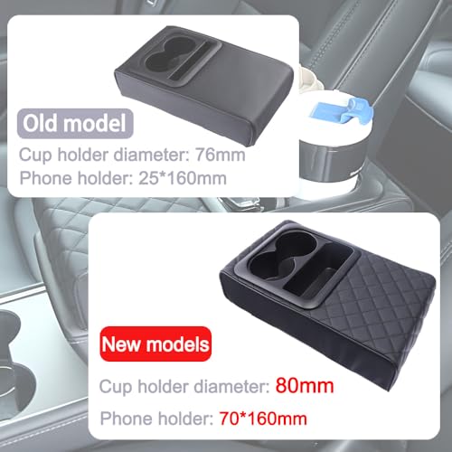 Supin Car Armrest Cushion - Multifunctional Faux Leather Armrest Cushion with Cup Holder, Phone Storage, and Ergonomic Design for All Seasons (BLack) - Image 2