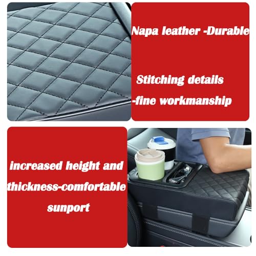 Supin Car Armrest Cushion - Multifunctional Faux Leather Armrest Cushion with Cup Holder, Phone Storage, and Ergonomic Design for All Seasons (BLack) - Image 4