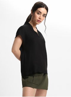 Dennis Lingo V Neck Regular Fit Solid Top by Styli  - Image 2