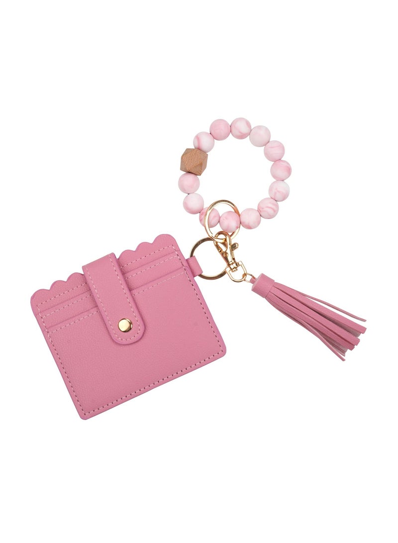 SOLARAE Bracelet Card Holder with Silicone Beads, for Women Silicone Beaded Car Key, Rings with Tassel Bangle - Image 1