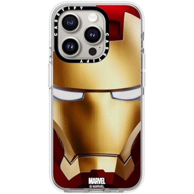 Casetify Clear iPhone 15 Pro Case 【Iron Man Co-Lab/Not Yellowing / 6.6ft Drop Protection/Compatible with Magsafe】 - Iron Man Hero Mask - Clear - Image 1