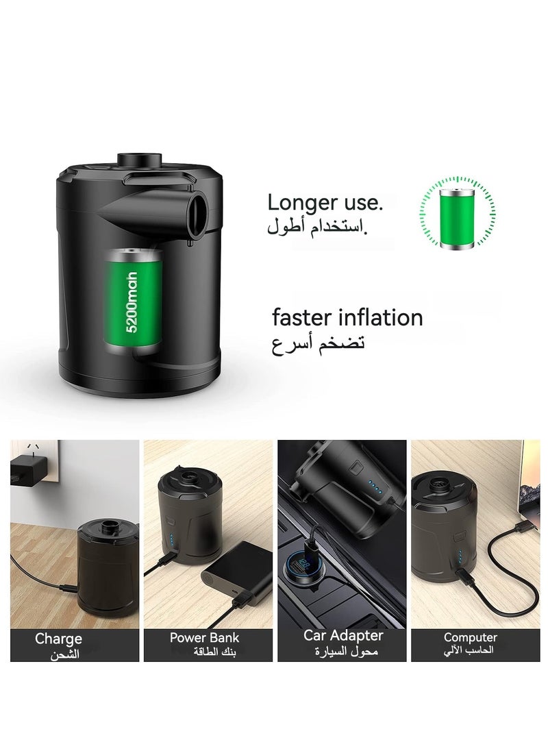 Generic - Huake USB Outdoor Multifunction Inflatable Deflate Pump, 5200mAh Portable Air Mattress Pump, Quick-Fill Electric Air Pump for Outdoor Camping, Inflatable,Boats,Raft,Pool,Floats,Swimming Ring, Air Bed - Image 1