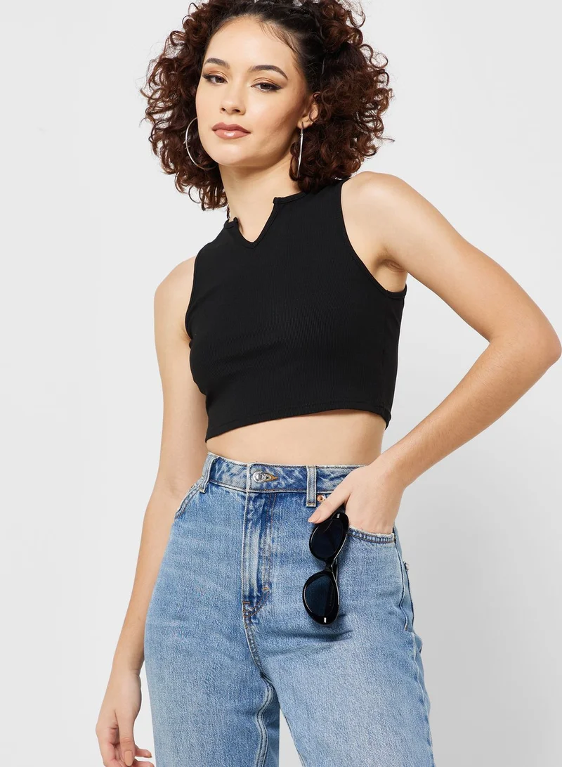Ginger Notched Neck Cutout Top