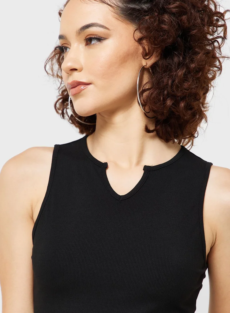 Ginger Notched Neck Cutout Top