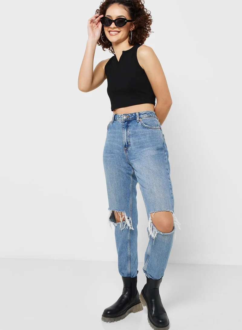 Ginger Notched Neck Cutout Top