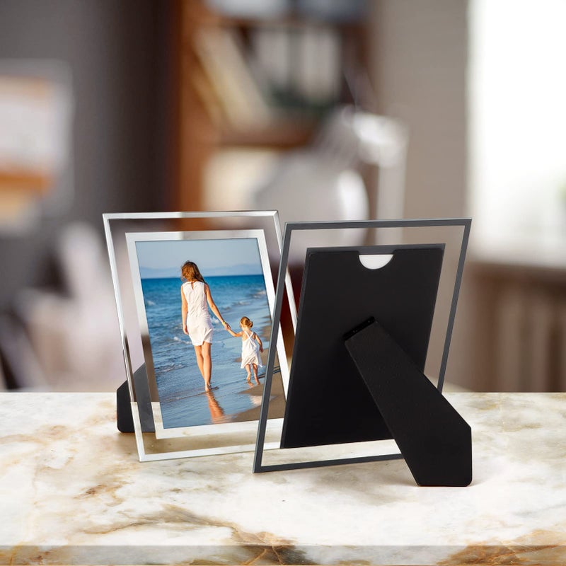 Hoikwo Bulk 4x6 Picture Frames, 12 Packs Silver Photo Frames 4 by 6, Glass Wedding Frames 4x6, Clear Mirror Wedding Photo Frames, Only for Tabletop Display Vertically or Horizontally - Image 4