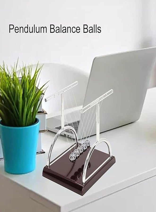 MITVIK Newton Cradle Pendulum Metal Perpetual Motion Swing Balance Collision Ball with Polished Plastic Base for Office Classic Desk Decor Product (13.5X11X13.5Cm) - Image 4