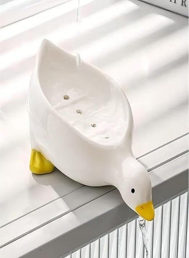 PLIRAXY Wall Mounted Soap Box with Flip Cover and Drain Tray | Detachable Inner Support | Adhesive Sticker Installation | ABS Soap Holder for Bathroom (Duck Soap Dish) - Image 3