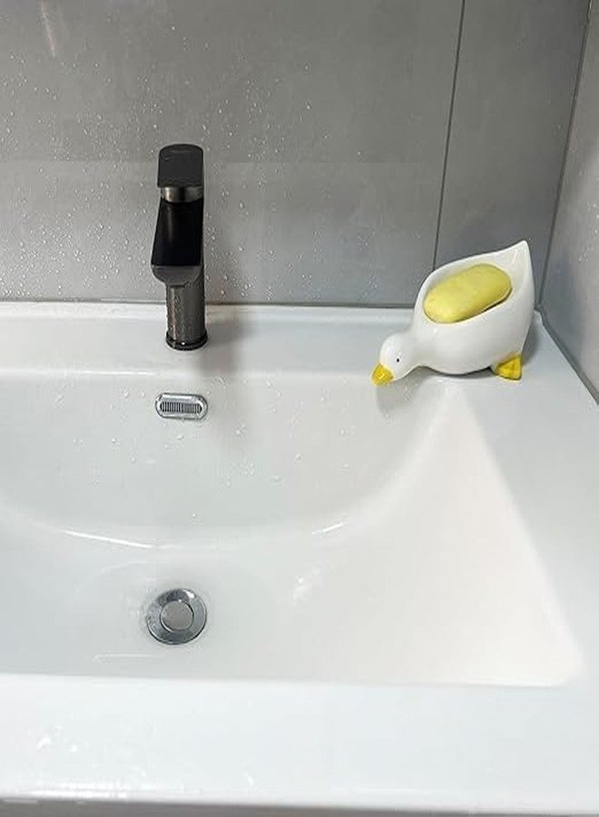PLIRAXY Wall Mounted Soap Box with Flip Cover and Drain Tray | Detachable Inner Support | Adhesive Sticker Installation | ABS Soap Holder for Bathroom (Duck Soap Dish) - Image 5
