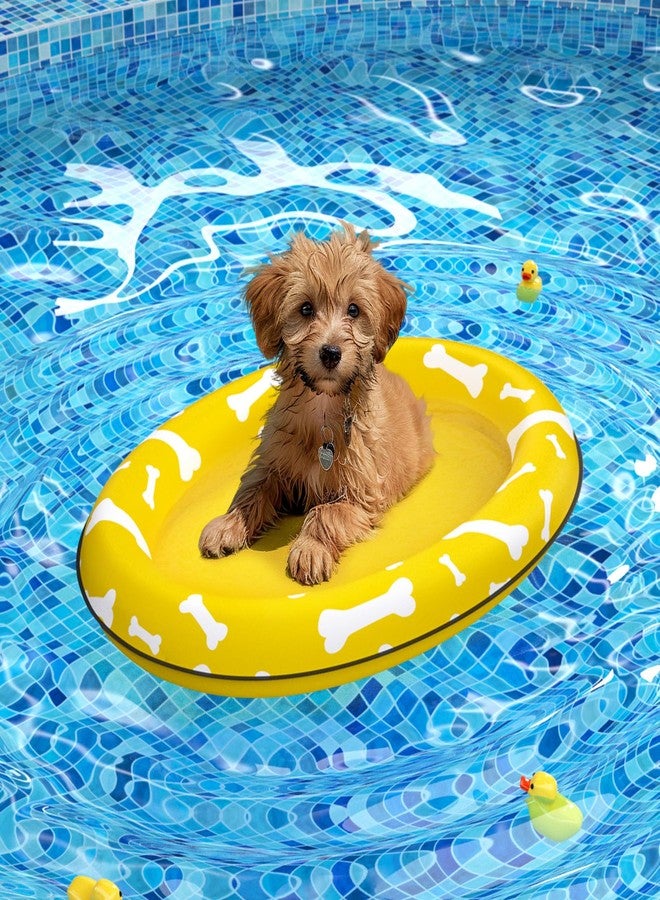 Pet Soft Dog Float Raft - Inflatable Dog Swimming Float for Summer (Small, Yellow Bones) - Image 1