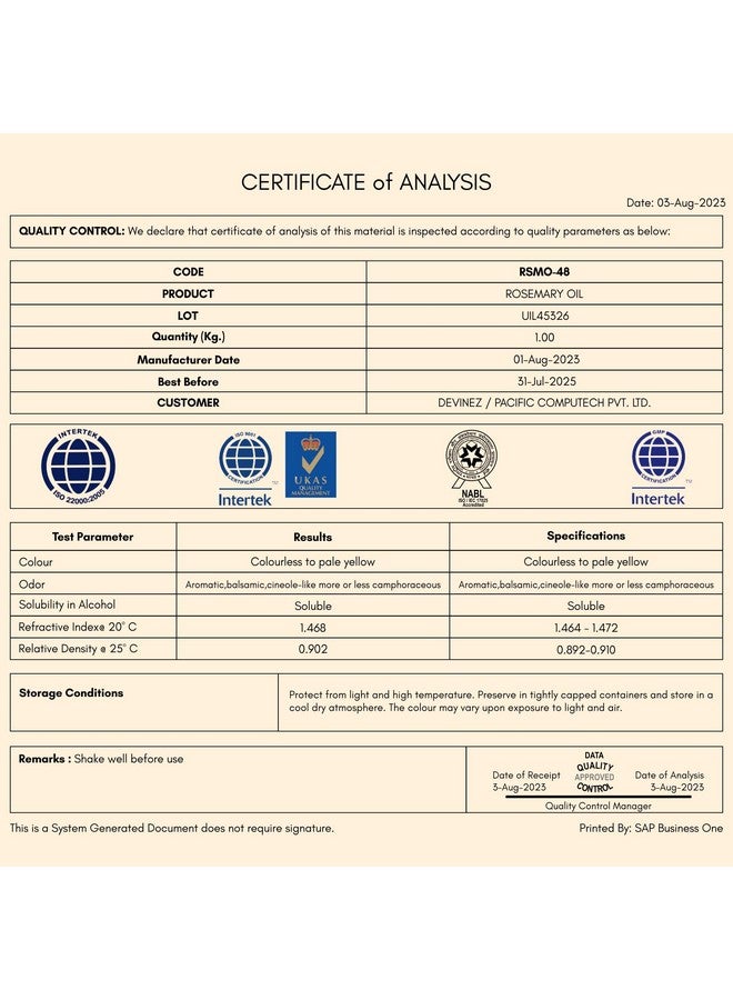 Devinez Rosemary Essential Oil 50Ml In Glass Bottle 100% Pure Natural Undiluted & Therapeutic Grade Natural Relaxant Skin Care Aromatherapy Hair Conditioner - Image 3
