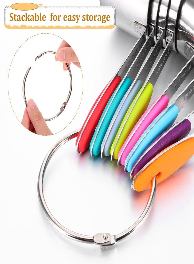 Exclaith 8 PCS Stainless Steel Measuring Cup Set, with Storage Ring, Non-Slip, Stackable, Kitchen Measuring Gadget tool for Cooking Baking, Measure Dry/Wet Ingredients and Liquid, Multicolor, Dishwasher Safe - Image 4