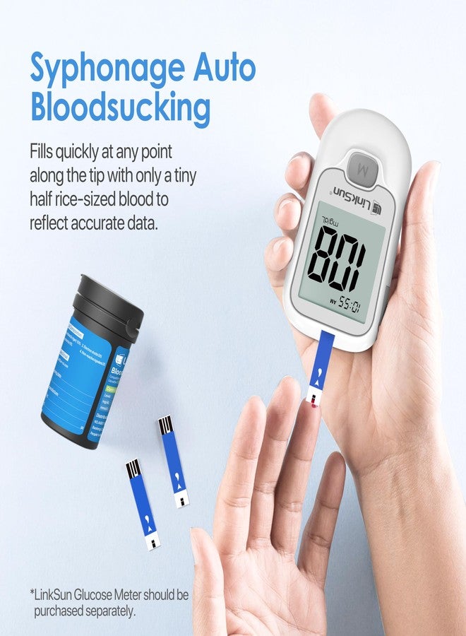 LinkSun Diabetic Blood Test Strips*100, Used for G-425-1,G-425-2V, G-425-3, G-427B Blood Glucose Monitor Only, 0.7μl Blood Sample, Accurate Measurement, Results in 5 Seconds, 2 Bottles of 50 Pc - Image 5