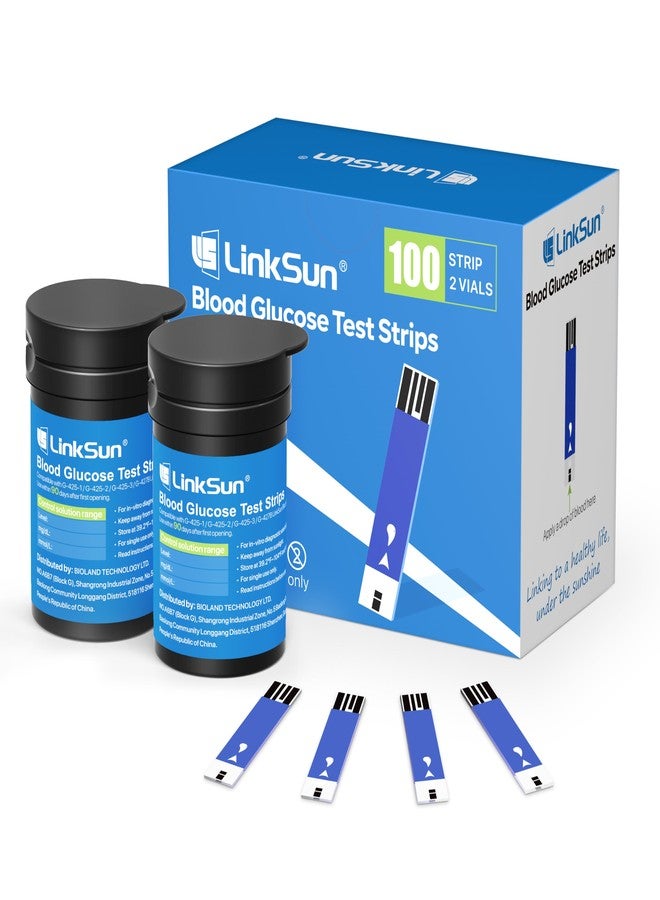 LinkSun Diabetic Blood Test Strips*100, Used for G-425-1,G-425-2V, G-425-3, G-427B Blood Glucose Monitor Only, 0.7μl Blood Sample, Accurate Measurement, Results in 5 Seconds, 2 Bottles of 50 Pc - Image 1