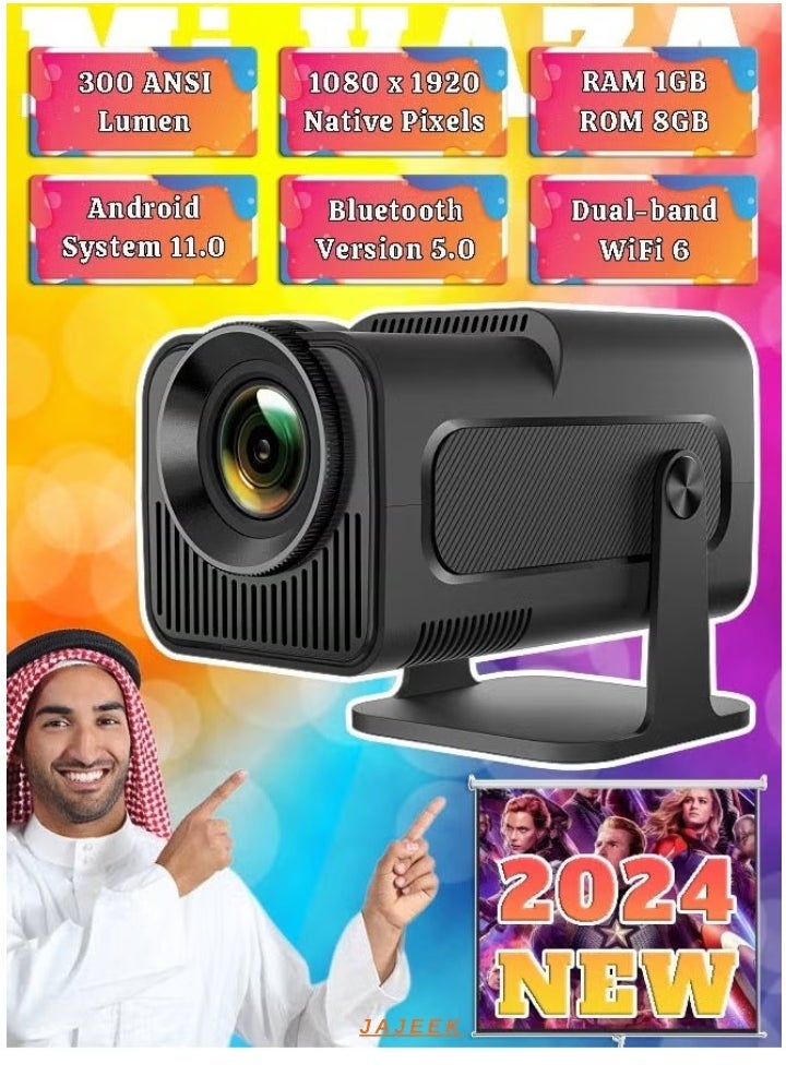 JAJEEK Smart 5G Portable Projector HD 1080P – 4K Support, WiFi6, BT 5.0, Android 11, Auto Keystone Correction, Compatible with Android/iOS/TV Box/HDMI/USB/PS4/PS5/iPhone/Samsung/Huawei/Xiaomi – 150 Inches Display  - Image 1