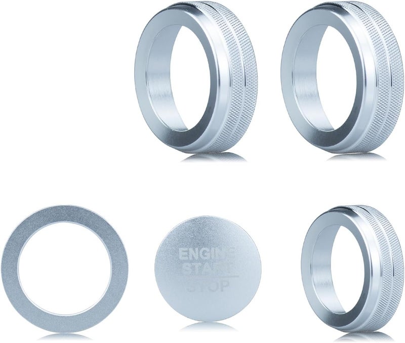 HDUFC for Honda 2026 Passport Interior Accessories, Aluminum Alloy one-Button Start Cover/Ring, air Conditioning knob, 5-Piece Set (Silver) - Image 2