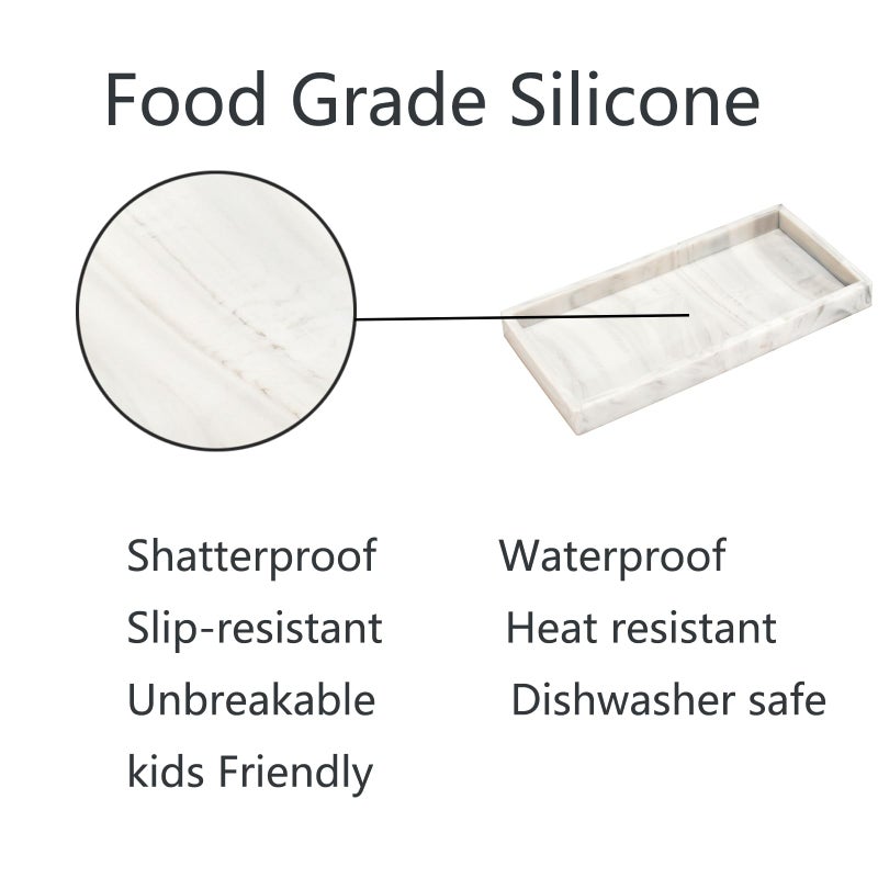 DNC Silicone Bathroom Vanity Tray for Counter, 7.9" Small Kitchen Sink Soap Tray for Dish Holder Dispenser Countertop Toilet Tank Desk Organizer - Image 2