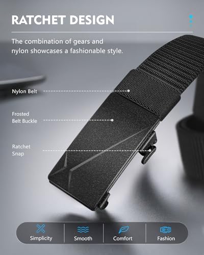 FAIRWIN Ratchet Belts for Men - Nylon Web Belts for Golf Work Casual, Adjustable Webbing for Daily/Outdoor/Business - Image 2