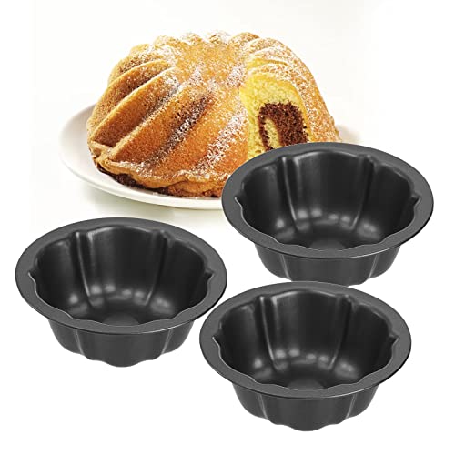 ZENFUN 10 Pcs Mini Flan Molds Pan, 4 Inches Fluted Cake Pan Nonstick, Carbon Steel Mini Flan Molds Pans, Cake Pans Reusable Tube Oven Baking Mold for Cupcake, Bread, Bavarois, Brownie - Image 5
