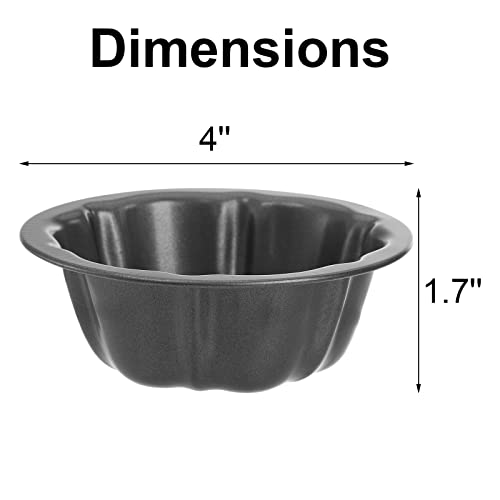 ZENFUN 10 Pcs Mini Flan Molds Pan, 4 Inches Fluted Cake Pan Nonstick, Carbon Steel Mini Flan Molds Pans, Cake Pans Reusable Tube Oven Baking Mold for Cupcake, Bread, Bavarois, Brownie - Image 2