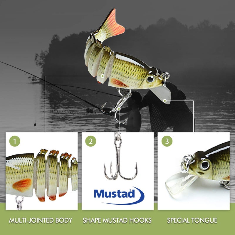 TRUSCEND Easy Catch Swimmax, Magic Noisy Turbulent Wiggling and Vibrating Actions for More Bites, Segmented Swimbait Jointed by Dyneema Strongest Fiber, Lifelike Fishing Lures for Relax Family Fishing - Image 4