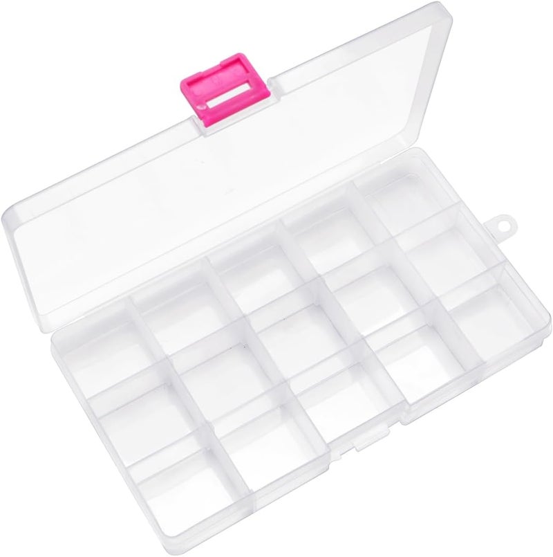 IOOLEEM 15 Grids Plastic Bead Organizer Box, Adjustable Organizer Container Storage Box, Dividers for bead arts and crafts. - Image 1