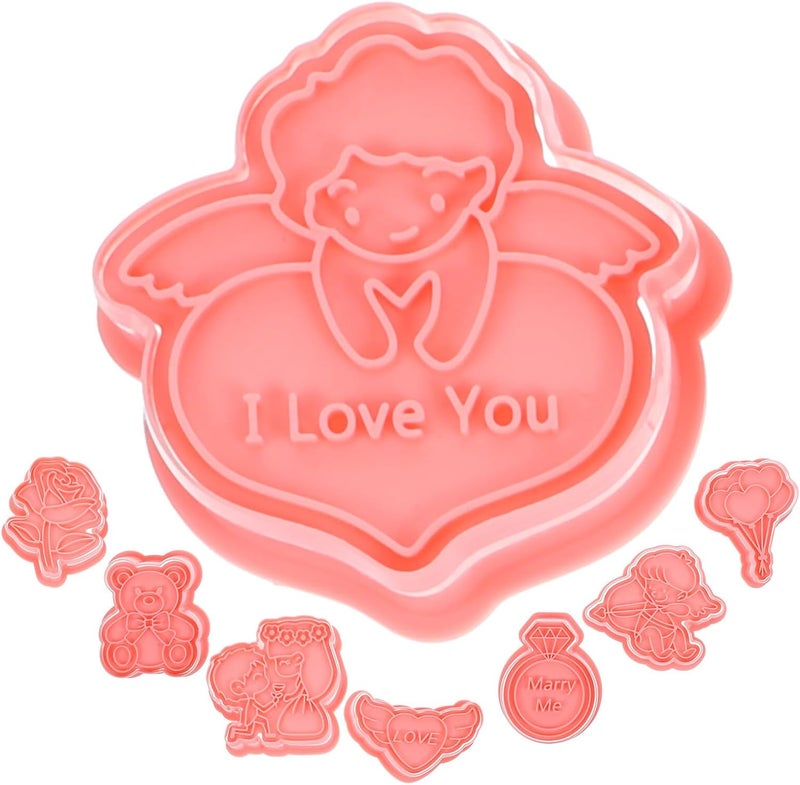 Valentine's Day 3d Biscuit Mold Set 8pcs Cartoon Cookie Cutters Nonstick Fondant Baking Tools for Wedding and Festival Dessert Decoration - Image 1