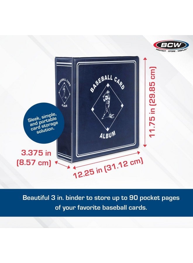 BCW Supplies Baseball 3" Album - Blue | Premium Durable Binder for 90 Baseball Cards Heavy-Duty D-Ring, Lasting Durability, and Classic Display | Ideal for Collectors, Storage, and Card Protection - Image 3
