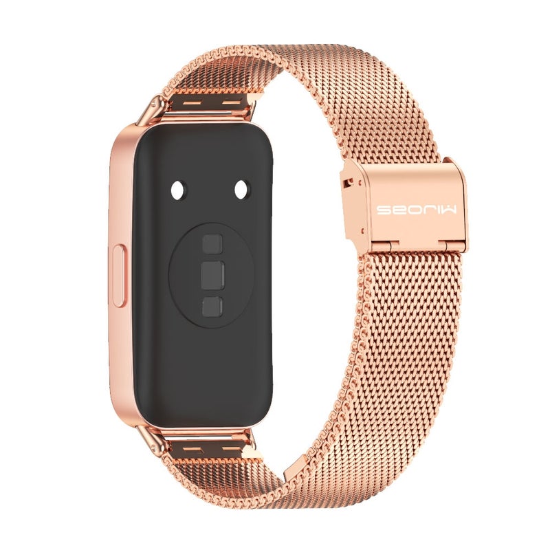 erorex For Huawei Band 8 / 9 / 10 Milan Buckle Stainless Steel Watch Band(Rose Gold) - Image 3