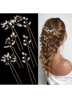 La Jolie Jasmin 6 Pieces Bride Hair Pins Rhinestones Gold Hair Accessories for Women Crystal Wedding Hair Piece for Bride Women Girls Bridesmaids (Gold)  - Image 1