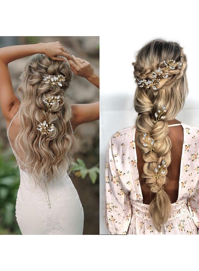La Jolie Jasmin 6 Pieces Bride Hair Pins Rhinestones Gold Hair Accessories for Women Crystal Wedding Hair Piece for Bride Women Girls Bridesmaids (Gold) - Image 5