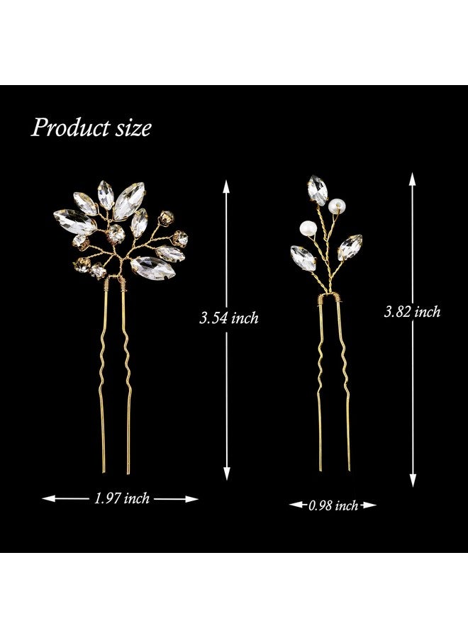 La Jolie Jasmin 6 Pieces Bride Hair Pins Rhinestones Gold Hair Accessories for Women Crystal Wedding Hair Piece for Bride Women Girls Bridesmaids (Gold) - Image 4