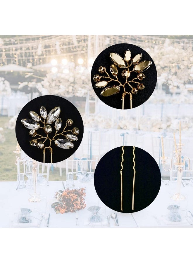 La Jolie Jasmin 6 Pieces Bride Hair Pins Rhinestones Gold Hair Accessories for Women Crystal Wedding Hair Piece for Bride Women Girls Bridesmaids (Gold) - Image 3