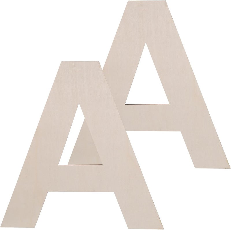 DOITOOL 2pcs Unfinished Wooden Letter A Craft Cutout DIY Wood Letter Slice for Wedding Decor Home Wall Sign 30cm - Image 1