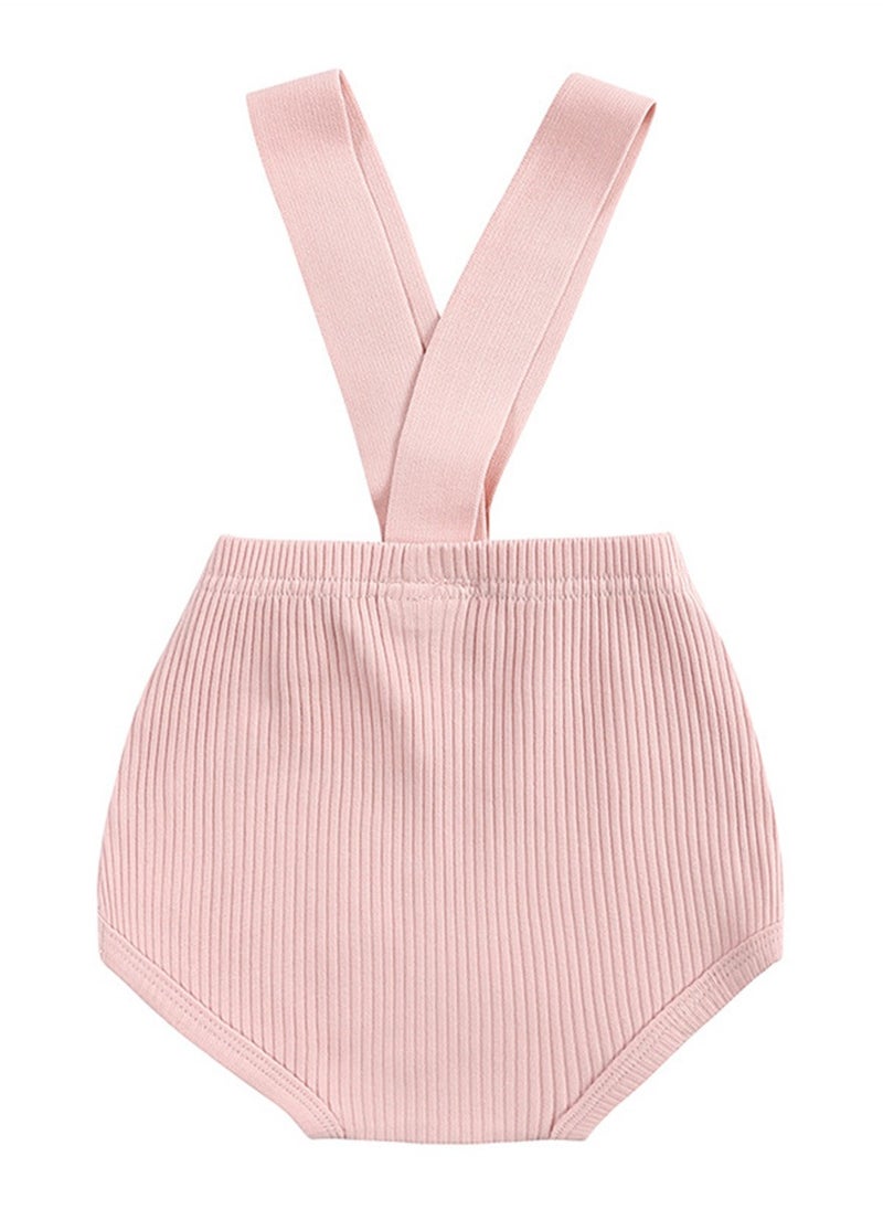 KIDS TALES - Summer Cotton V Overalls For Casual Baby Shorts Pink - Image 1