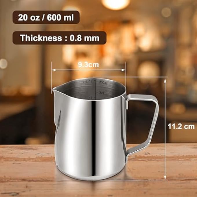 LifHap Milk Frothing Pitcher 20Oz600Ml Milk Steaming Frother Cup Barista Cappuccino Latte Art Milk Jug With Decorating Pen Stainless Steel Espresso Coffee Bar Accessories Tools - Image 5