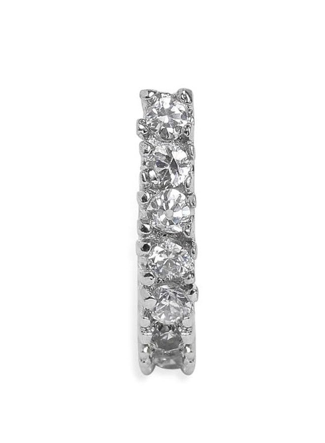 Rubans Silver-Plated White CZ- Stone Studded Handcrafted Nose Clip - Image 1