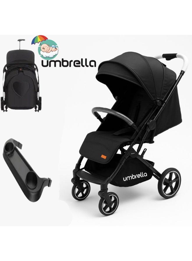 امبريلا عربة اطفال ذراع قلاب عاليه الجوده  X8 برو وطاوله طعام-اسود - Image 1