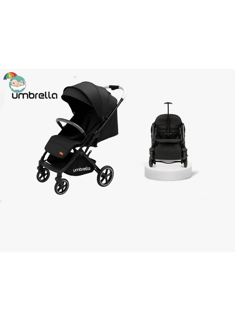 امبريلا عربة اطفال ذراع قلاب عاليه الجوده  X8 برو وطاوله طعام-اسود - Image 4