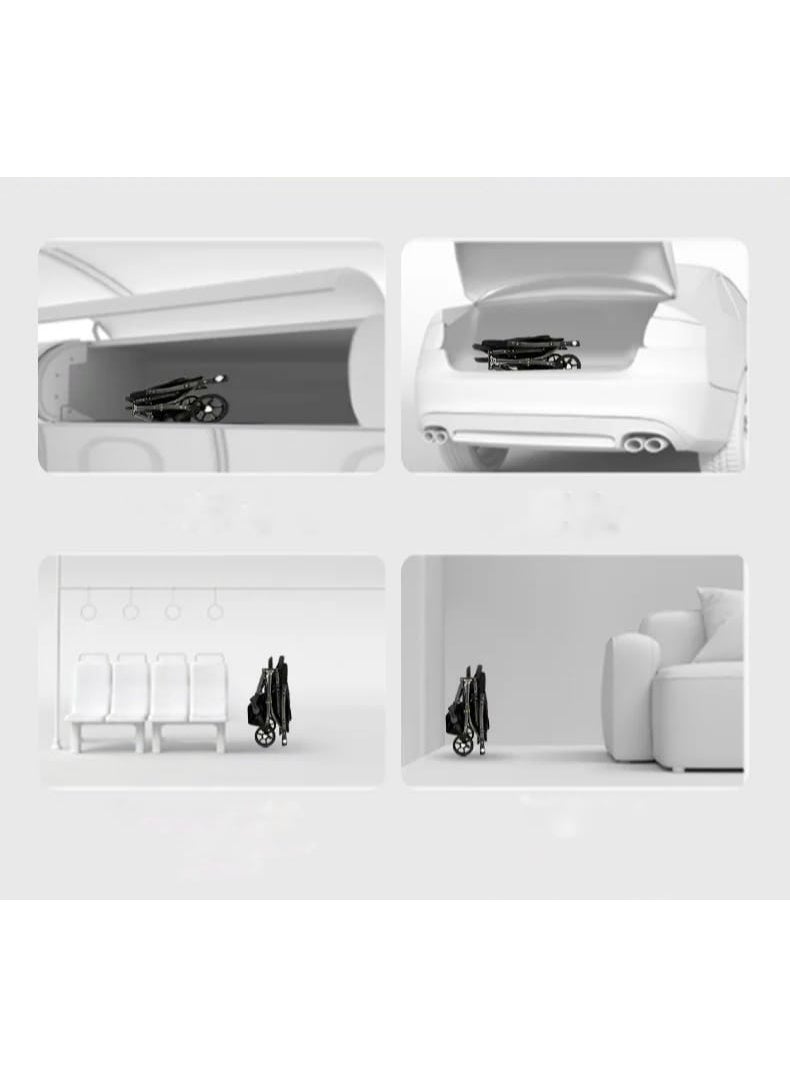 امبريلا عربة اطفال ذراع قلاب عاليه الجوده  X8 برو وطاوله طعام-اسود - Image 5