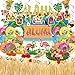 DMIGHT 101PCS Hawaiian Themed Party Decorations Set Tropical Beach Aloha Summer Party Supplies Including Backdrop Table Skirt Honeycomb Centerpieces Balloons for Luau Tiki Birthday Party - Image 3