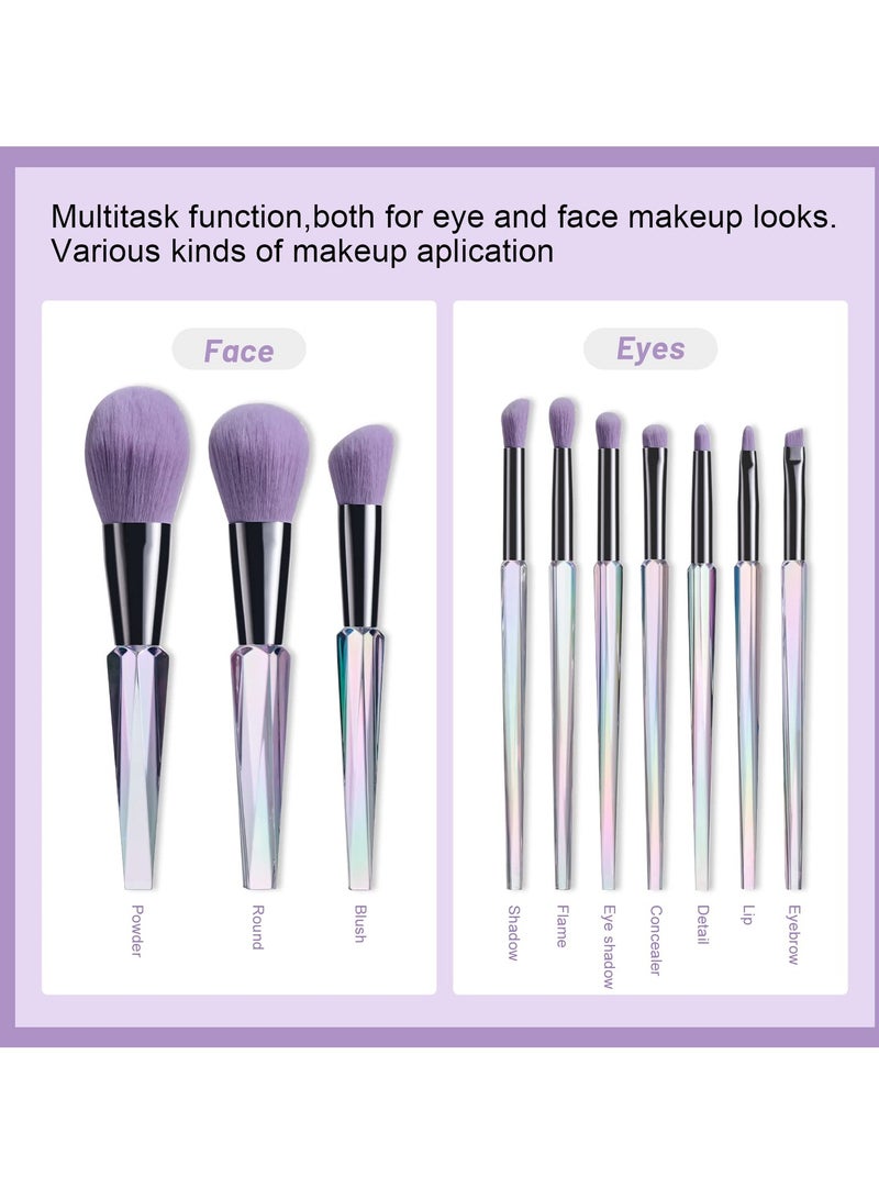 Excefore Makeup Brushes, Premium Synthetic Bristles Makeup Kit, Foundation Blending Face Powder, Blush Concealers, Eye Shadows, Brush Make up, Brushes Set with Gift Box( 10PCS, Crystal Handle) - Image 2
