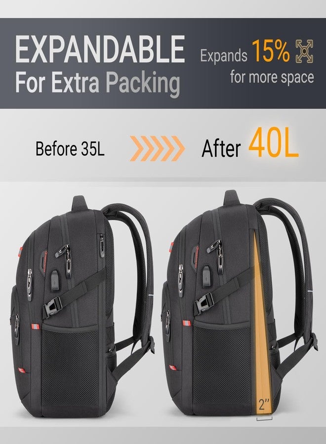 Velaybor Travel Laptop Backpack, Large Capacity with USB Port, Multiple Compartments, Black (Black, 15.6 inches) - Image 3