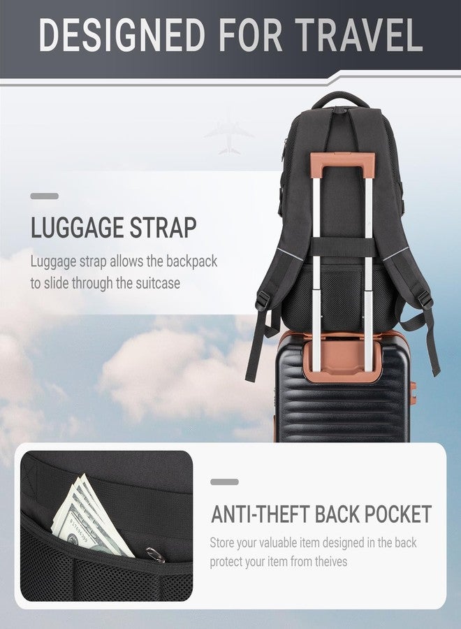 Velaybor Travel Laptop Backpack, Large Capacity with USB Port, Multiple Compartments, Black (Black, 15.6 inches) - Image 4