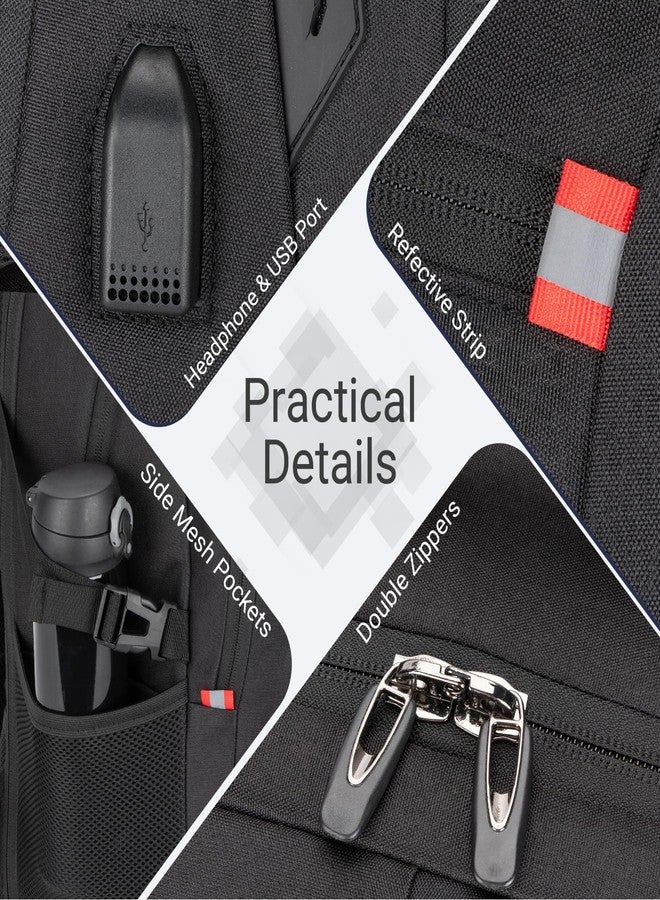 Velaybor Travel Laptop Backpack, Large Capacity with USB Port, Multiple Compartments, Black (Black, 15.6 inches) - Image 5