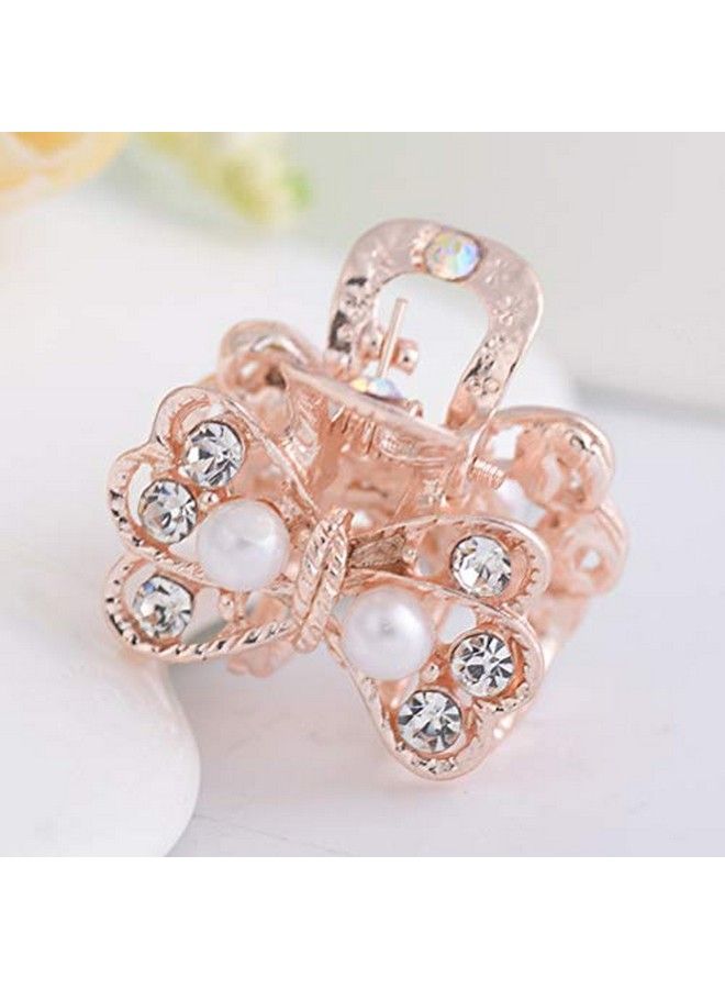 Lurrose 6Pcs Rhinestone Small Jaw Claw Pearl Hair Clip Metal Crystal Bow Butterfly Mini Claw Clamps Barrettes For Baby Girls Women - Image 5