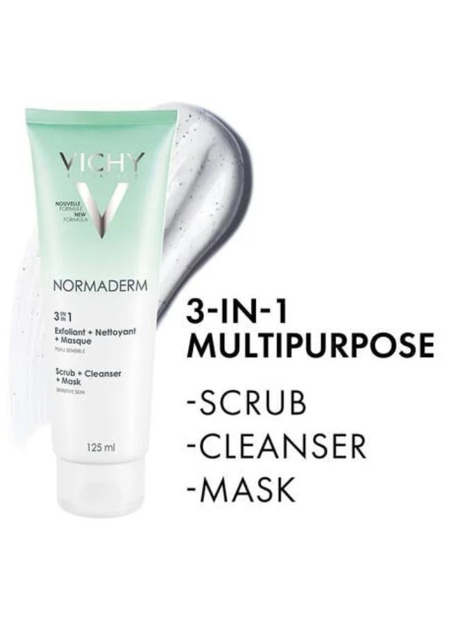 VICHY Vichy Normaderm 3 in 1 Cleanser, Scrub & Mask for Oily/Acne Skin with salicylic & glycolic acid 125ml