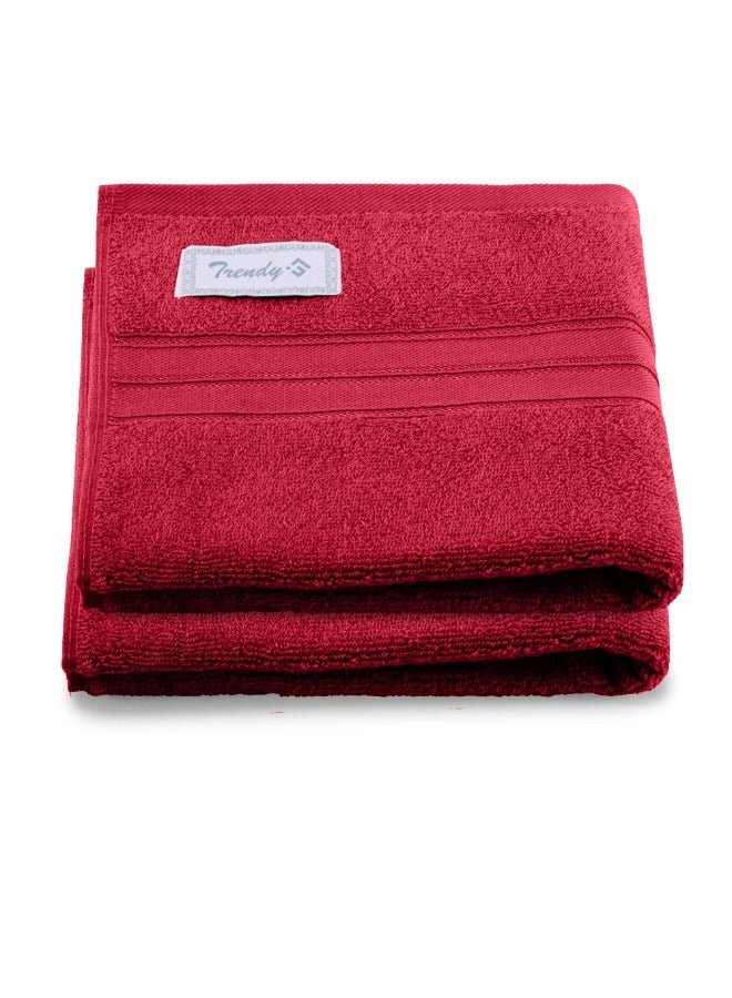 BYFT Home Trendy (Red) Premium Cotton Hand Towel (50 X 90 Cm-Set Of 2) Highly Absorbent, High Quality Bath Linen With Striped Dobby 550 Gsm - Image 2